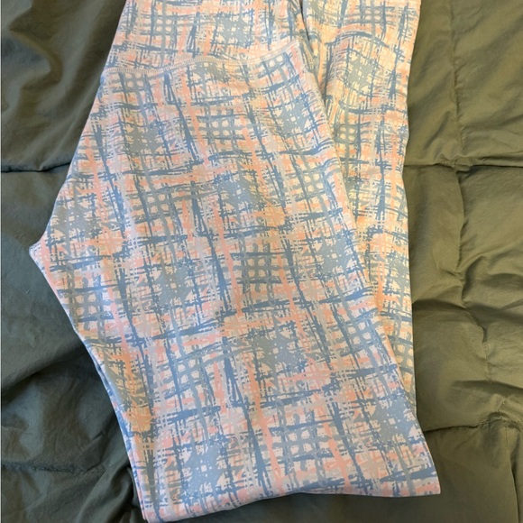 Til You Collapse Blue and Pink aid Leggings EUC sz m - Picture 1 of 1